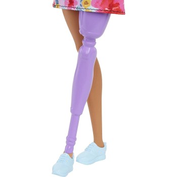 Mattel Barbie Fashionistas Doll 189, Pink Hair, Off-Shoulder Floral Dress, Sunglasses, Prosthetic Leg, Sneakers FBR37 / HBV21 19