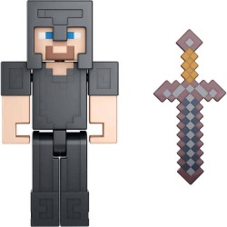 Mattel Minecraft Figure 8Cm Build-A-Portal Steve in Netherite Armor  GTP08 / HDV12 194735031856
