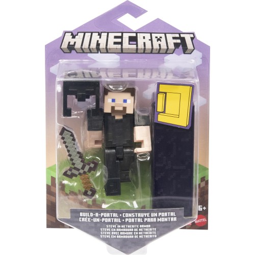 Mattel Minecraft Figure 8Cm Build-A-Portal Steve in Netherite Armor  GTP08 / HDV12 194735031856