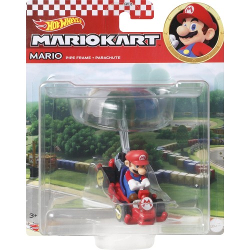 Mattel Hot Wheels Αυτοκινητάκια Mario Kart Με Ανεμόπτερο Mario in Pipe Frame with Parachute GVD30 / HDB40 194735019137