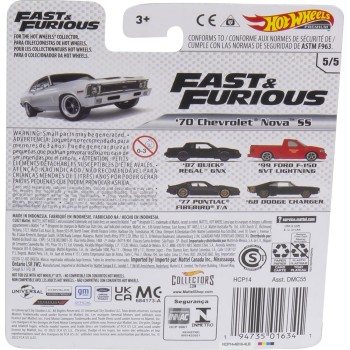 Mattel Hot Wheels Συλλεκτικά Αυτοκινητάκια Entertainment Fast & Furious 70 Chevrolet Nova SS DMC55 / HCP14 194735016341