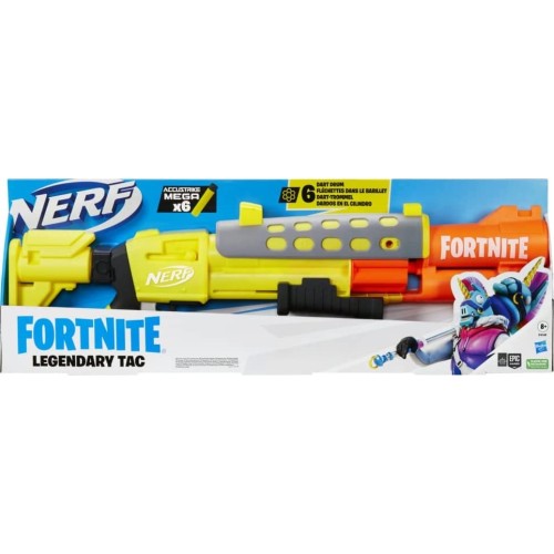 Hasbro Nerf Fortnite Legendary TAC Blaster, Yellow Glow Wrap Design, 6-Dart Mega F4169 5010994172596