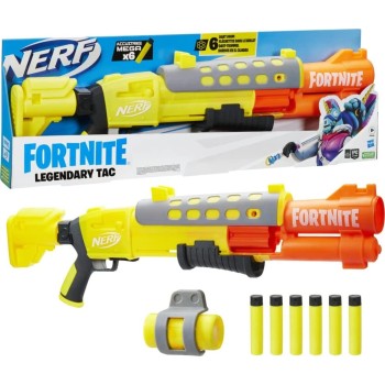 Hasbro Nerf Fortnite Legendary TAC Blaster, Yellow Glow Wrap Design, 6-Dart Mega F4169 5010994172596