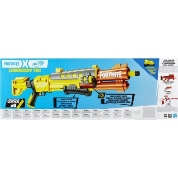 Hasbro Nerf Fortnite Legendary Tac Blaster, Yellow Glow Wrap Design, 6-Dart Mega D F4169 5010994172596