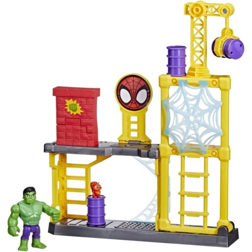 Hasbro Marvel Spidey And His Amazing Friends Hulks Smash Yard Hulk Playset With Toppling Tower Wall F3717 5010993942121