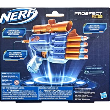 Hasbro Nerf Elite 2.0 Prospect Qs-4 Blaster, 8 Official Nerf Elite Darts, 4-Dart Blasting, Nonremovable Targeting Scope F4190 50