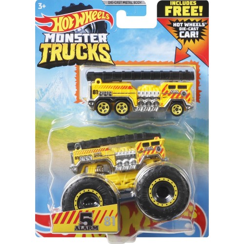 Mattel Hot Wheels Όχημα Monster Trucks Με Αυτοκινητακι 5 Alarm GRH81 / GWW03 887961948394