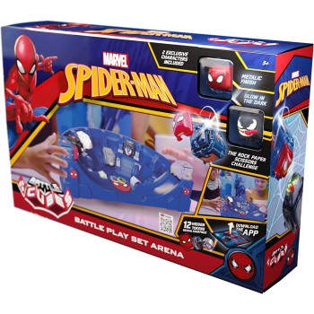 bot-i Marvel Battle Cubes Downtown Showdown Training Arena, 2 Exclusive Spider-man Metallic Battle Cubes, Battle Ramp Play Set B