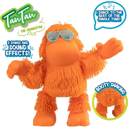 50 50 Games Jiggly Pets Kids Tan-Tan The Rubbery Dancing Orangutan Toy, Full Body Movement, Booty Shaking, Jungle Music JP008R 8