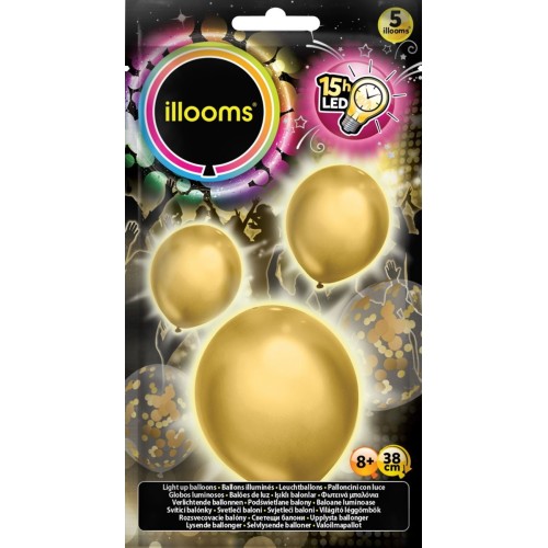 Giochi Preziosi Illooms Confetti 5 Light Ballons In Gold LLM19000 8056379138518