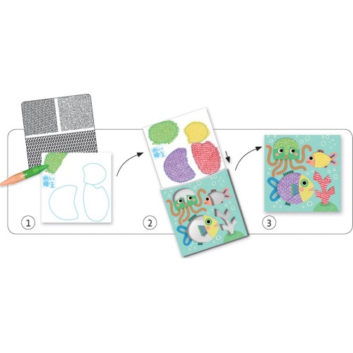 Djeco Design 3 To 6 Years - Colouring Patterns To Rub - Magalis Friends 08988 3070900089884