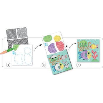 Djeco Design 3 To 6 Years - Colouring Patterns To Rub - Magalis Friends 08988 3070900089884
