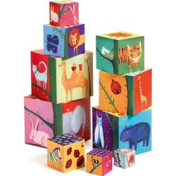Djeco 10 Stacking Cubes - Numbering Animals And Nature 86Cm 08505 3070900085053