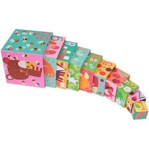 Djeco 10 Stacking Cubes - Numbering Animals And Nature 86Cm 08505 3070900085053