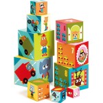 Djeco 10 Stacking Cubes - Numbering Vehicles And Animals 86Cm. 08508 3070900085084