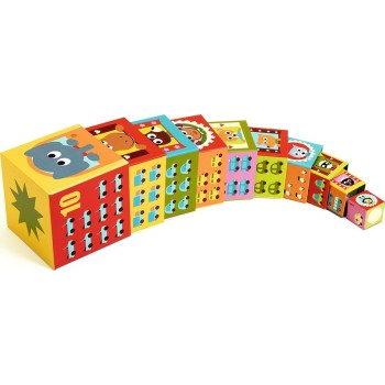 Djeco 10 Stacking Cubes - Numbering Vehicles And Animals 86Cm. 08508 3070900085084