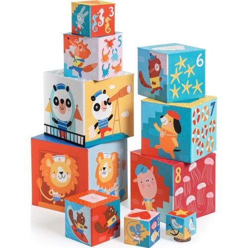 Djeco 10 Stacking - Numbering Animals On The Beach 86Cm.Height 08509 3070900085091