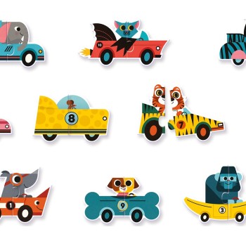 Djeco Educational Games - Puzzle Duo-Trio Racing Cars 08148 3070900081482