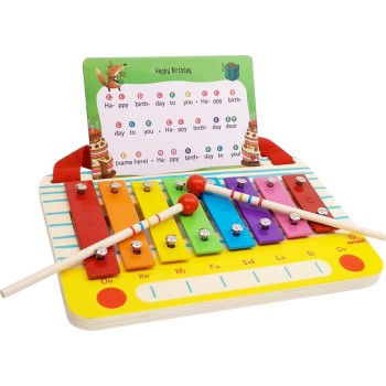 Svoora Wooden Metallophone Set C Major, 8 Notes With Children Song Cardsthe Radio 14010 5208006140101