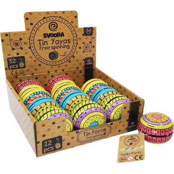 Svoora Tin Yo-Yo With Free Spin Funky Party In 4 Designs 13021 5208006130218