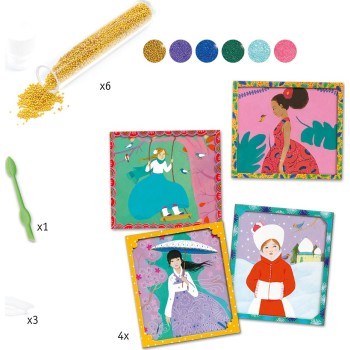 Djeco Design For Older Children - Collages Artistic Beads - Around The World 09474 3070900094741