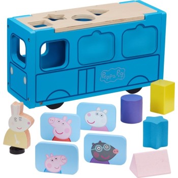 Giochi Preziosi Peppa Pig Ξύλινο Σχολικό Λεωφορείο Με Σχήματα PPC74000 8056379101956