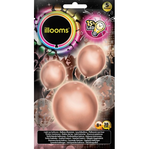 Giochi Preziosi Illooms Confetti 5 Light Ballons In Pink Gold LLM20000 8056379138525