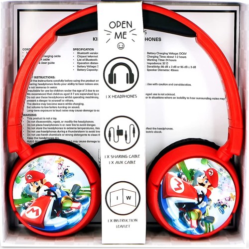 otl technologies Mk0983 Mario Kart Wireless Kids Headphones - Red  5055371625333