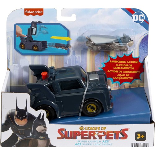 Mattel DC League of Super-pets Οχήματα Σούπερ Εκτόξευσης Super Launch Ace Figure and Batmobile Vehicle HGL17 / HGL19 19473505132