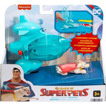 Mattel DC League of Super-pets Super Launch Krypto Figure and Invisible Jet Vehicle HGL17 / HGL18 194735051069