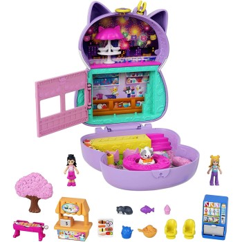 Mattel Polly Pocket Sushi Shop Cat Compact, Japanese Sushi-themed Playset With 2 Micro Dolls and 12 Accessories FRY35 / HCG21 19