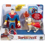 Mattel DC League of Super-pets Superman and Krypto, set 2 Poseable Figures With Accessory HGL01 / HGL02 194735051212