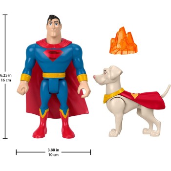 Mattel DC League of Super-pets Superman and Krypto, set 2 Poseable Figures With Accessory HGL01 / HGL02 194735051212