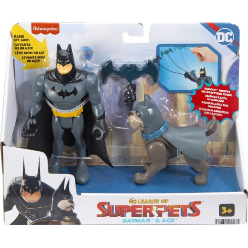 Mattel DC League of Super-pets Batman and Ace, set 2 Φιγούρες με Αξεσουάρ HGL01 / HGL03 194735051175