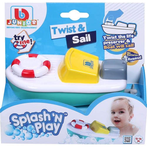 Bburago Bb Junior Βαρκούλα Μπάνιου Splash N Play Twist And Sail, Blue 16/89002 4893998890021