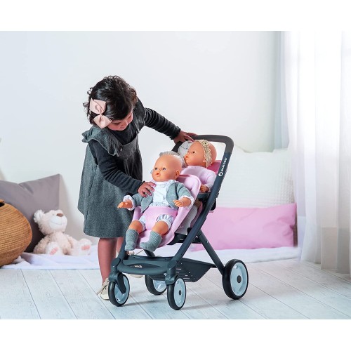 Smoby Pico Quinny Καρότσι κούκλας Διδύμων In Light Pink 253217 3032162532171