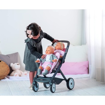 Smoby Twin Toy Pretend Play Pushchair For Dolls And Baby Dolls In Light Pink 253217 3032162532171
