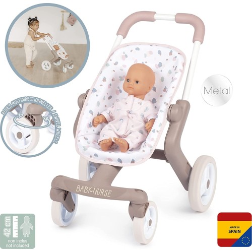 Smoby Baby Nurse Doll Buggy Pop - Dolls Pram In Baby Nurse Design, Doll Accessory 251218 3032162512180