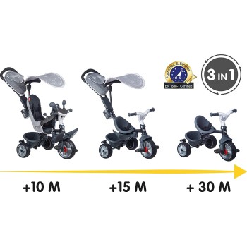 Smoby Tricycle-Baby Driver Plus Grey Ποδήλατο Τρίκυκλο 741502 3032167415028