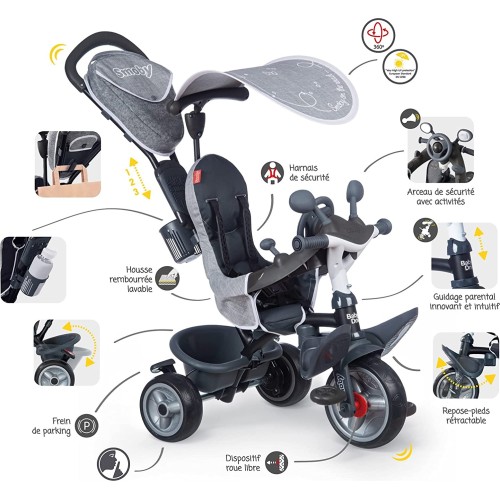 Smoby Tricycle-Baby Driver Plus Grey Ποδήλατο Τρίκυκλο 741502 3032167415028