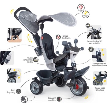 Smoby Tricycle-Baby Driver Plus Grey Ποδήλατο Τρίκυκλο 741502 3032167415028