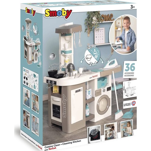 Smoby Tefal Studio Utility Cleaning Kitchen – Play Kitchen For Children Aged 3+ 311050 3032163110507