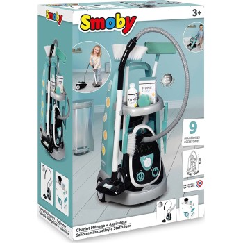 Smoby Cleaning Kit Trolley Καθαρισμού και Ηλεκτρική Σκούπα 330316 3032163303169