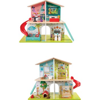 Hape Rock And Slide House Happy Family Ξύλινο Κουκλόσπιτο Musical E3411 6943478034808