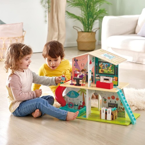 Hape Rock And Slide House Happy Family Ξύλινο Κουκλόσπιτο Musical E3411 6943478034808