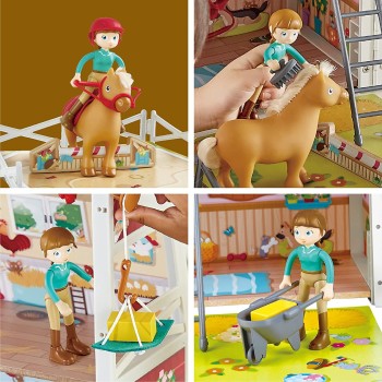Hape International Pony Club Ranch Carry Toy Horse Stable With Accessories  E3409 6943478030459