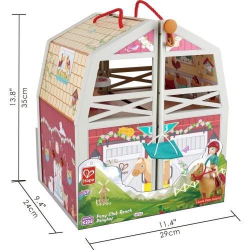 Hape International Pony Club Ranch Carry Toy Horse Stable With Accessories  E3409 6943478030459