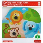 Hape Happy Puzzles Ξύλινο Παζλ Ζωάκια Big Nose Jungle Peg E1310 6943478018761