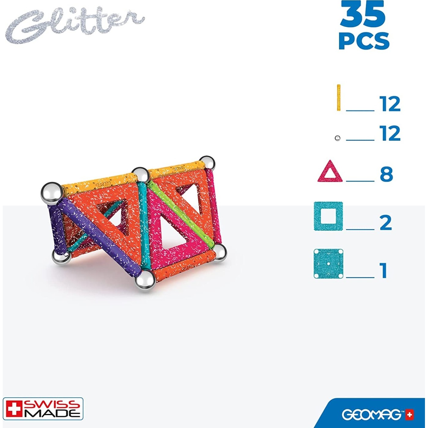 Jeu De Construction Geomag Glitter - 30 Pièces Magnétiques | Neuf, Référence 531