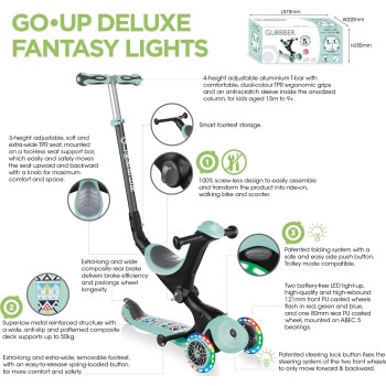 Globber Scooter Go-Up Deluxe Παιδικο Πατινι Αναδιπλουμενο Fantasy Lights Pastel Blue 647-201 4895224404521